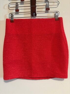 BCBG Generation Y2K Cranberry Red Textured Bodycon Mini Skirt S
